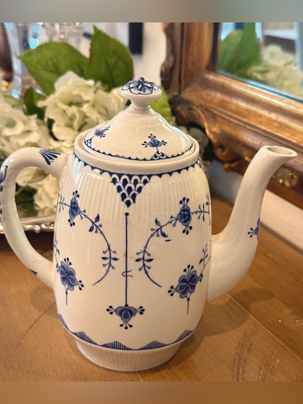 Antique Furnivals Denmark Blue Coffee Tea Pot England Teapot